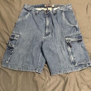 Coliseum Shorts Mens 34 Blue Denim Cargo Relaxed Fit Pockets Summer Casual